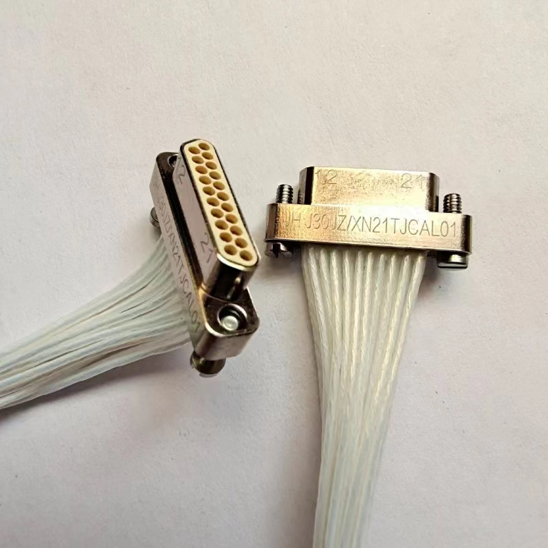 Industrial micro rectangular J30JZXN21 pin metal rectangular connector cable